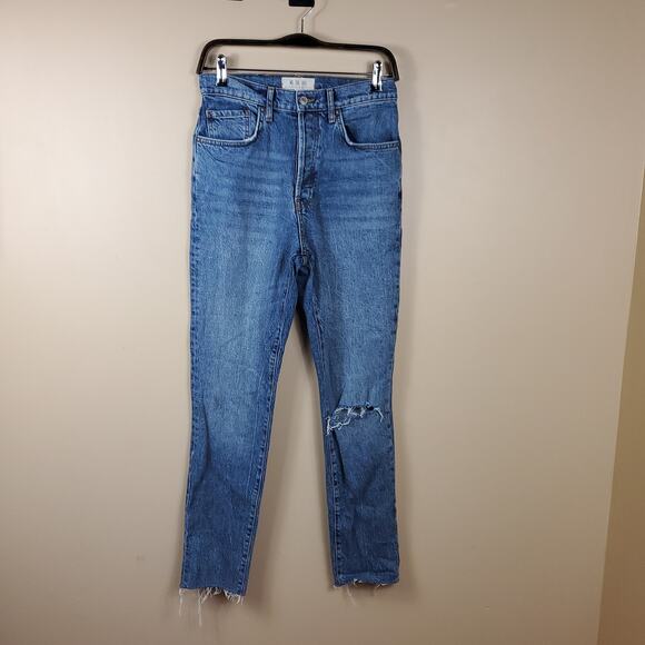 Free People Stella High Rise Skinny Jeans Size 29 Button Fly Raw Hem - Picture 1 of 11